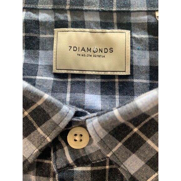 7 Diamonds Shirt Men’s Size XXL Blue Plaid Sugar Storm Button Down Long Sleeve - Picture 2 of 10